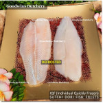 Fish DORI sutchi fillets IQF brand NASUBA Medan NBL 300-400 +/- 11" 28cm/pc - REPACKED (price/pack 700g 2pcs)
